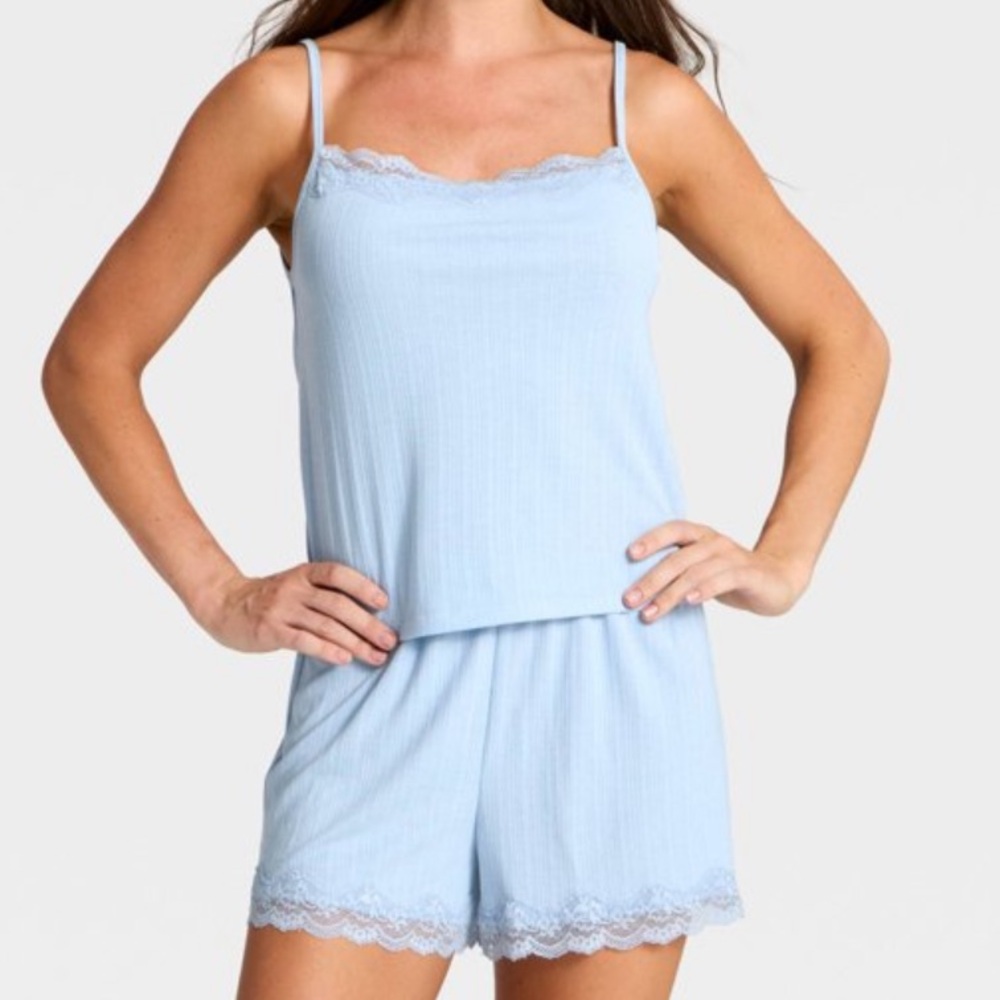 Auden Blue Lace Trim Pajama Set